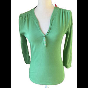 👚💚Assoluto Green Ribbed  Long Sleeve Shirt Top Size M